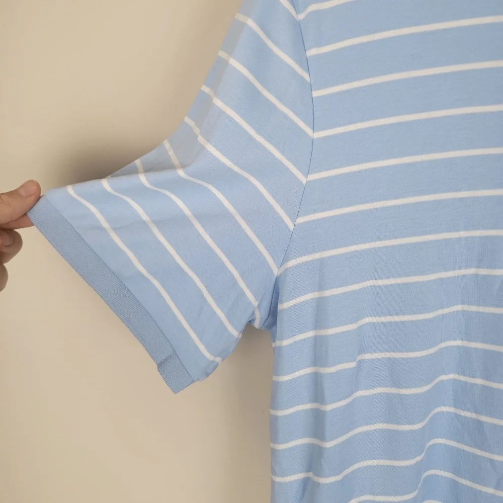 Polo Ralph Lauren Men's L Classic Fit Striped Blue Cotton Short Sleeve Shirt